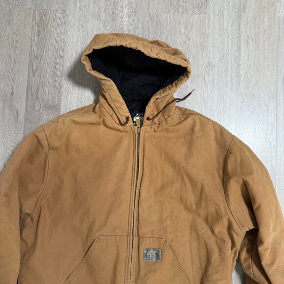 Polar King by Key Men's Tan Canvas Full Zip Hooded Lined Jacket Size Large - Picture 3 of 16